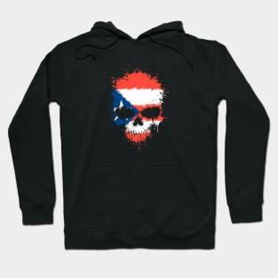 Chaotic Puerto Rican Flag Splatter Skull Hoodie